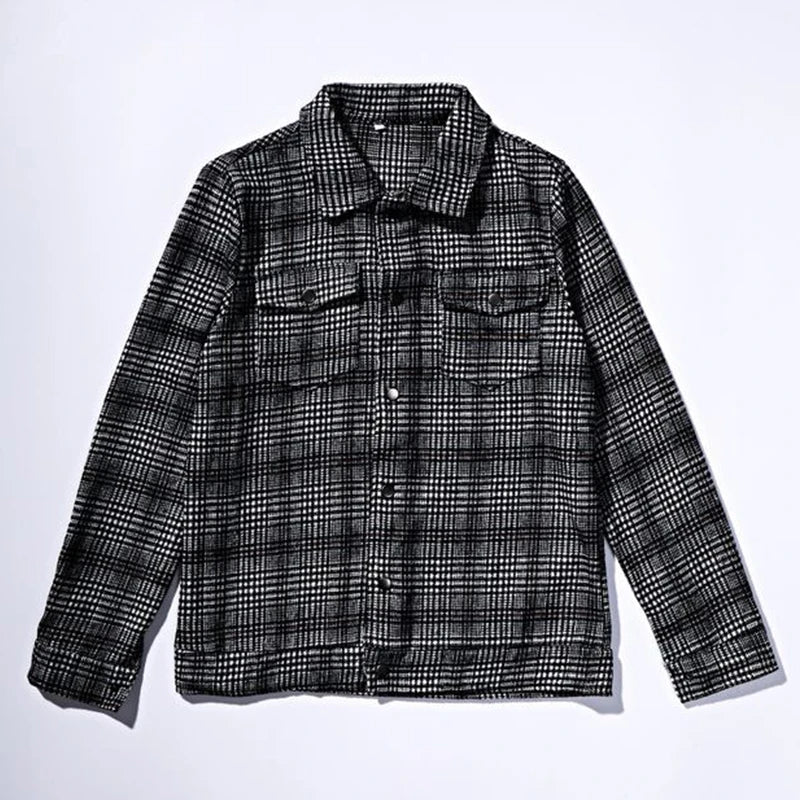 Men's slim casual reversible plaid jacket