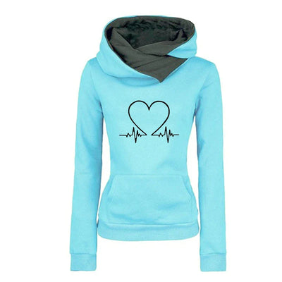 Women's Hoodie and Joggers Set - Heart Graphic - Relaxed Fit - Soft Cotton Blend