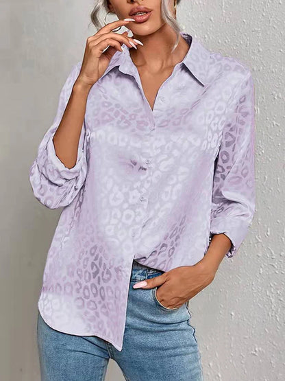 Women's leopard print jacquard blouse