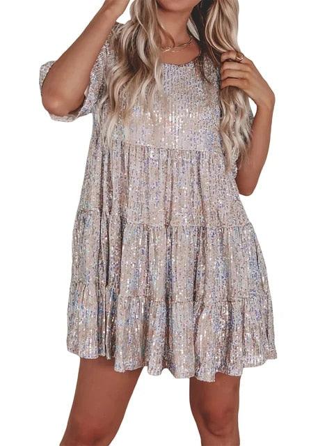 Women's Oversized Sequin Mini Dress