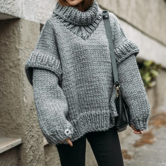 Women's oversized sweater with turtleneck