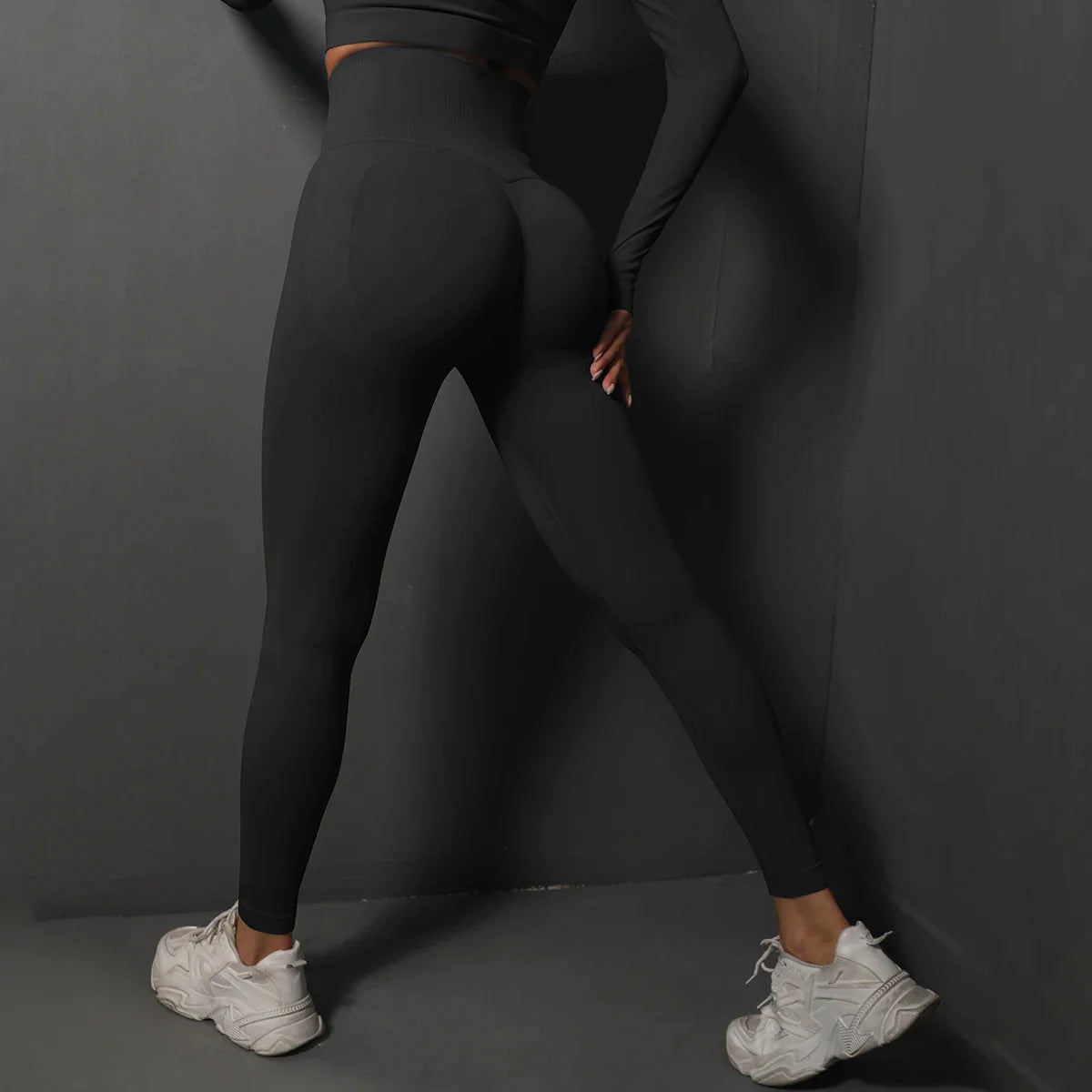 Women's seamless sport leggings with wide waistband