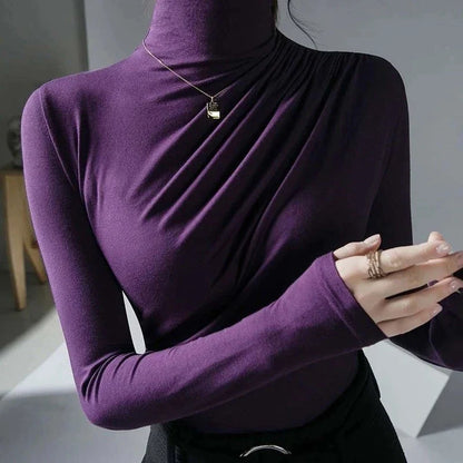 Women's Elegant Long-Sleeve Turtleneck Shirt