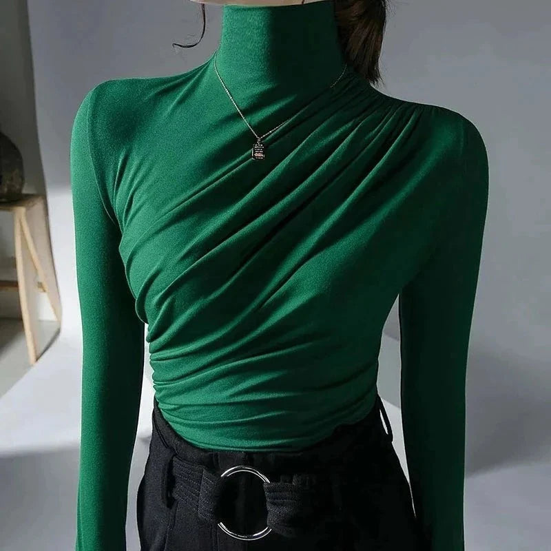 Women's Elegant Long-Sleeve Turtleneck Shirt