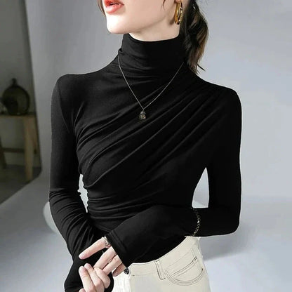 Women's Elegant Long-Sleeve Turtleneck Shirt