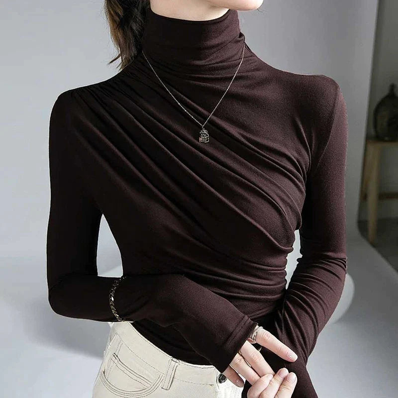 Women's Elegant Long-Sleeve Turtleneck Shirt