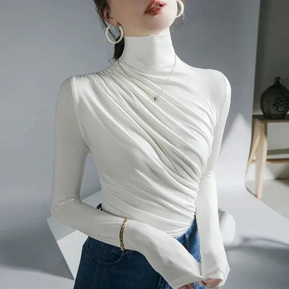 Women's Elegant Long-Sleeve Turtleneck Shirt