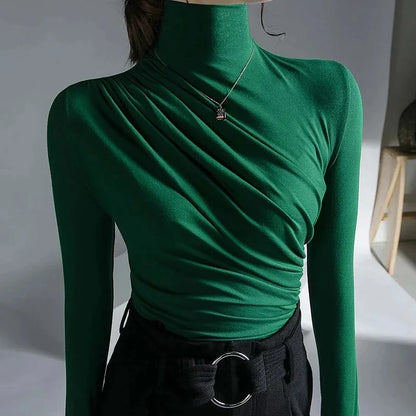 Women's Elegant Long-Sleeve Turtleneck Shirt