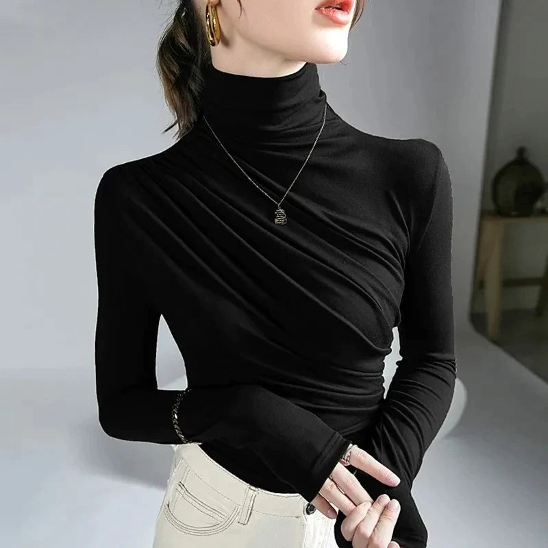 Women's Elegant Long-Sleeve Turtleneck Shirt