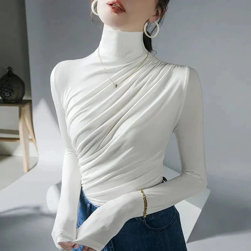 Women's Elegant Long-Sleeve Turtleneck Shirt