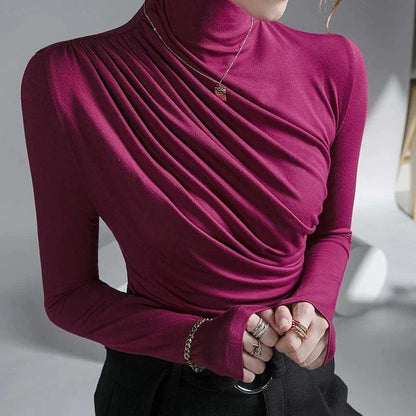 Women's Elegant Long-Sleeve Turtleneck Shirt