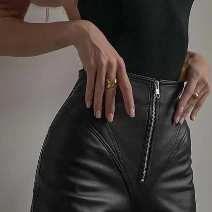 Women's leather pencil pants