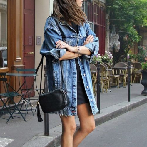 Women’s Jacket – Oversized Fit – Denim – Button-Down – Mid-Thigh Length Casual Layer