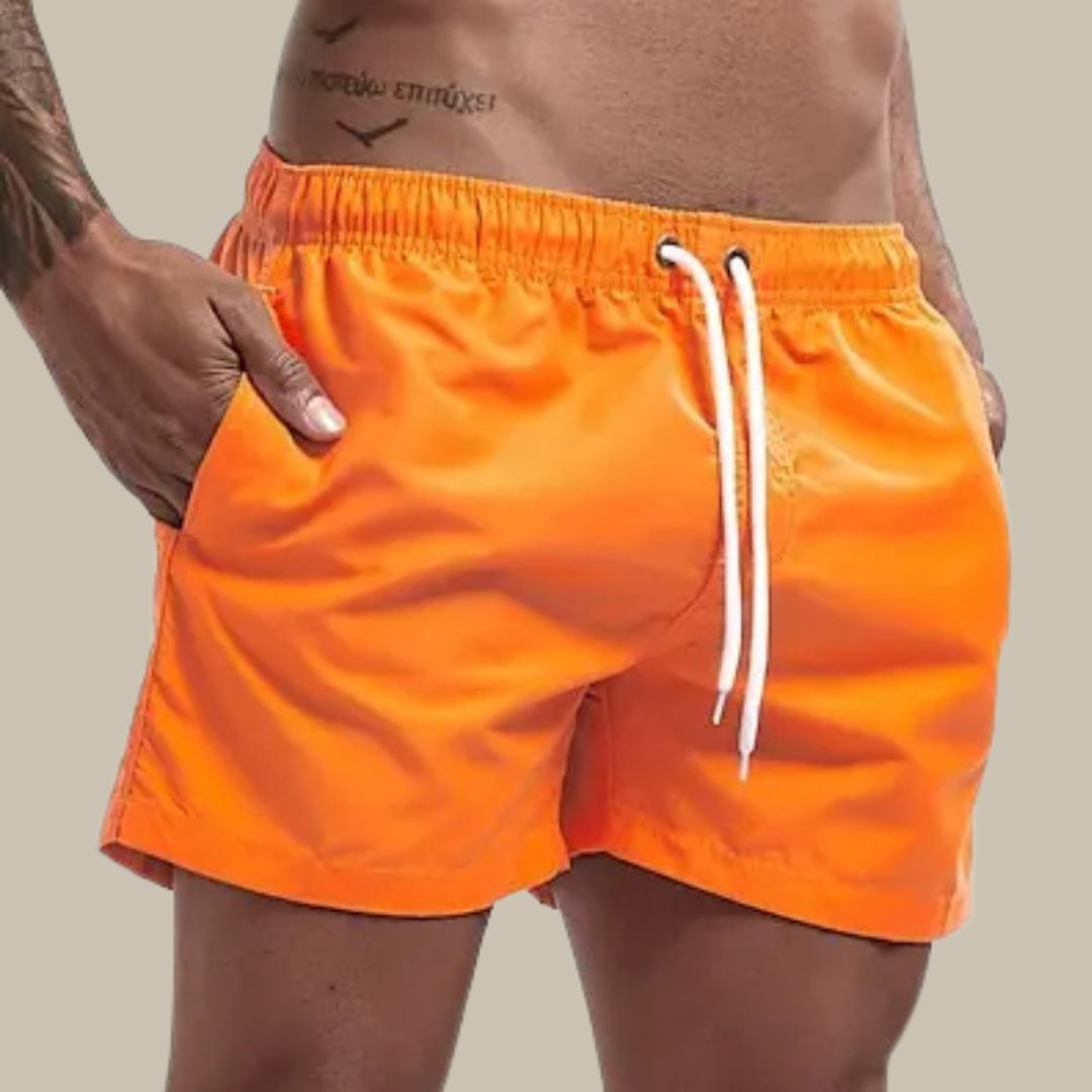Men’s Swim Shorts – Relaxed Fit – Quick-Dry Fabric – Mid-Thigh – Drawstring Waist