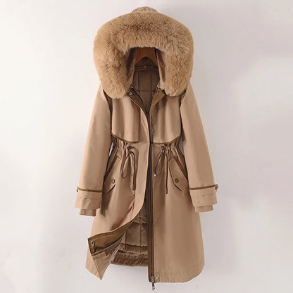 Women's cozy lined parka with hood