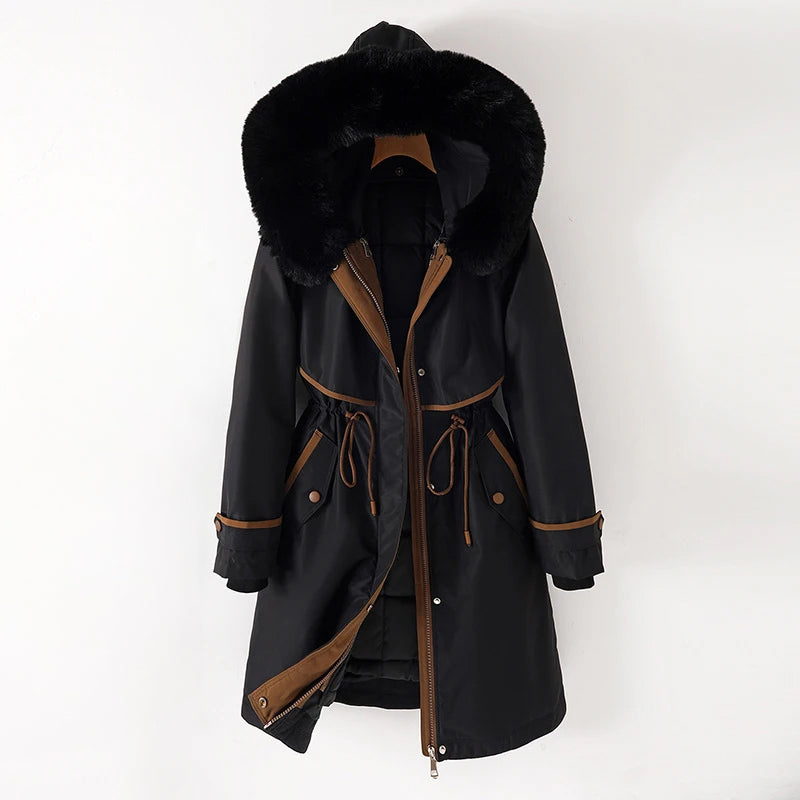 Women's cozy lined parka with hood