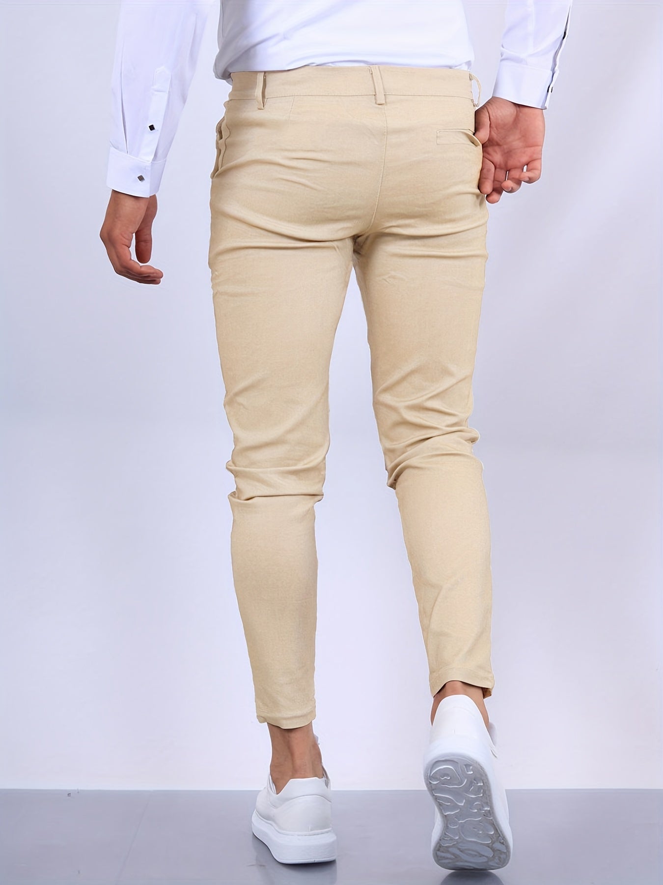 Men’s Slim-Fit Trousers - Tailored Design - Belt Loops & Pockets - Button & Zip Closure