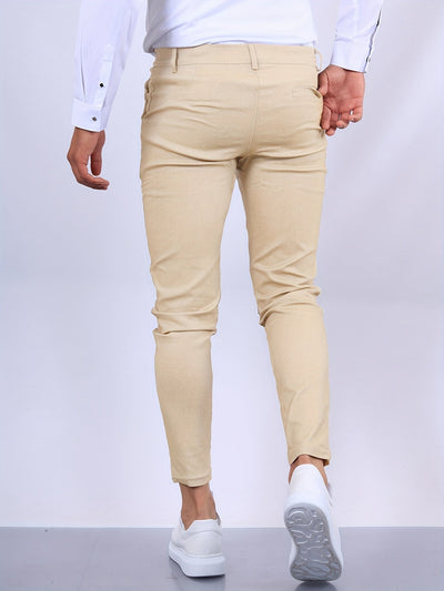Men’s Slim-Fit Trousers - Tailored Design - Belt Loops & Pockets - Button & Zip Closure