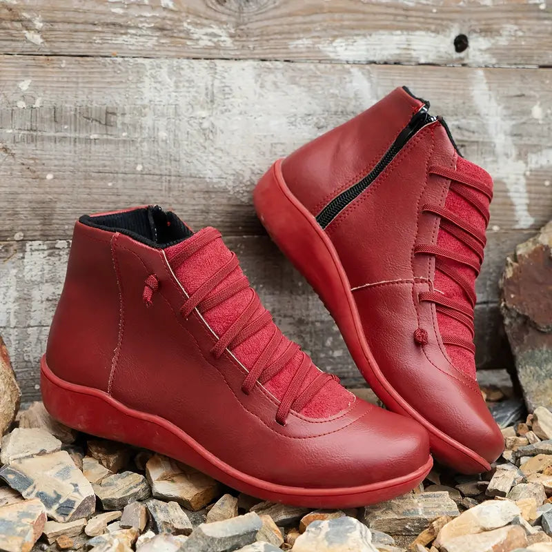 Orthopedic Leather Shoes with Zip Closure | Comfortable and Durable Design for Women