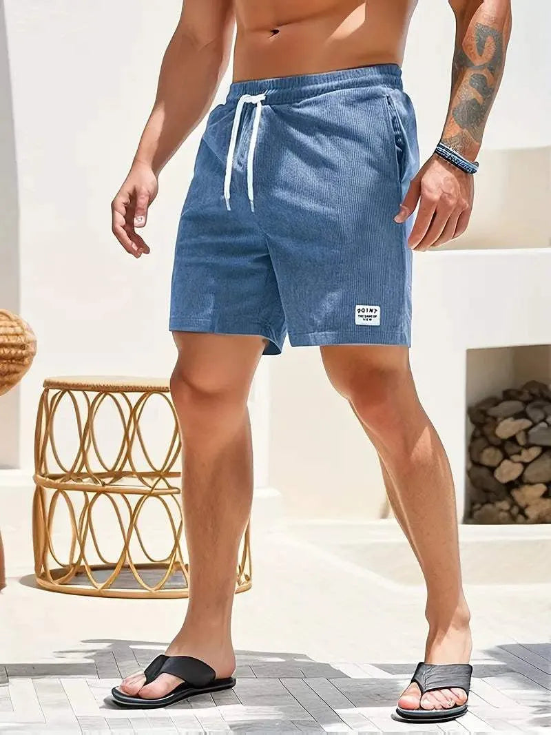 Men’s Casual Shorts - Breathable Lightweight Fabric - Elastic Waistband with Drawstring