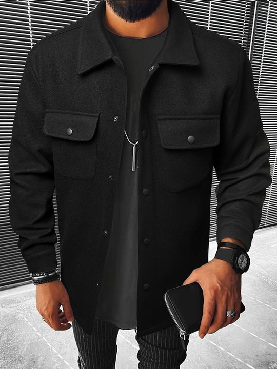 Men's long sleeve pocket button jacket