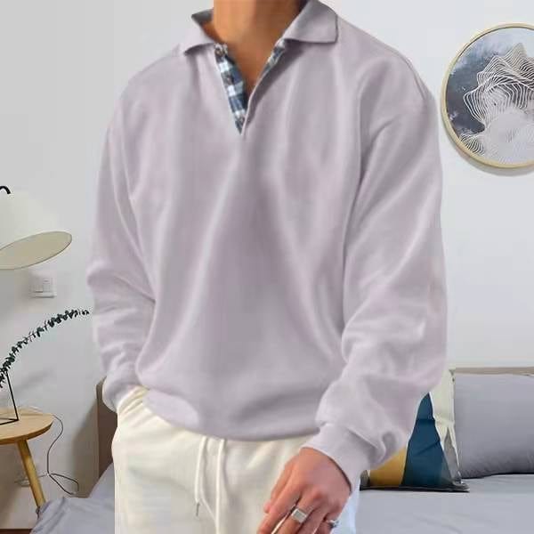 Men's pullover sweatshirt with polo collar