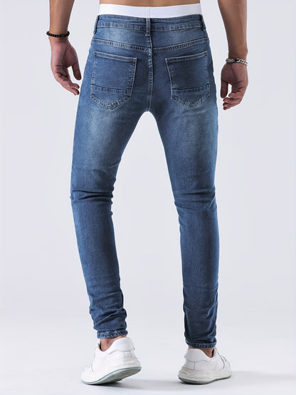 Men’s Skinny Jeans - Distressed Ripped Denim - Tapered Fit - Casual Streetwear