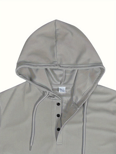 Men’s Tracksuit Set – Hoodie with Button Neck – Ribbed Cuffs – Joggers with Drawstring