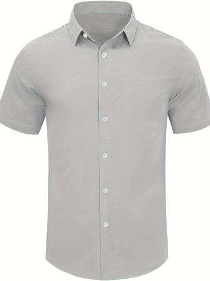 Men’s Short-Sleeve Button-Up Shirt - Classic Collar - Lightweight Relaxed Fit
