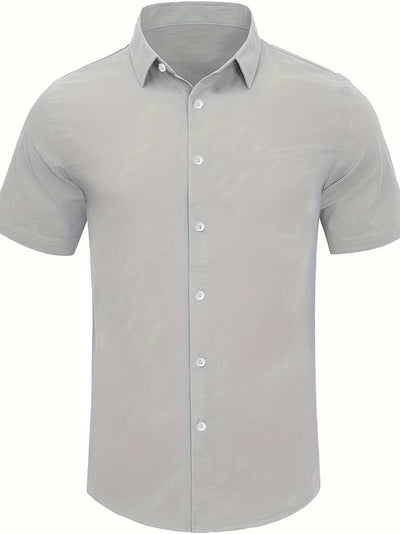 Men’s Short-Sleeve Button-Up Shirt - Classic Collar - Lightweight Relaxed Fit