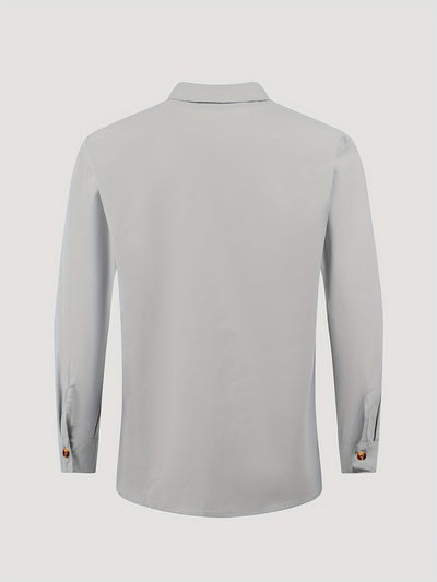 Men’s Beachwear Set - Long Sleeve Button-Up Shirt & Drawstring Trousers - Relaxed Fit