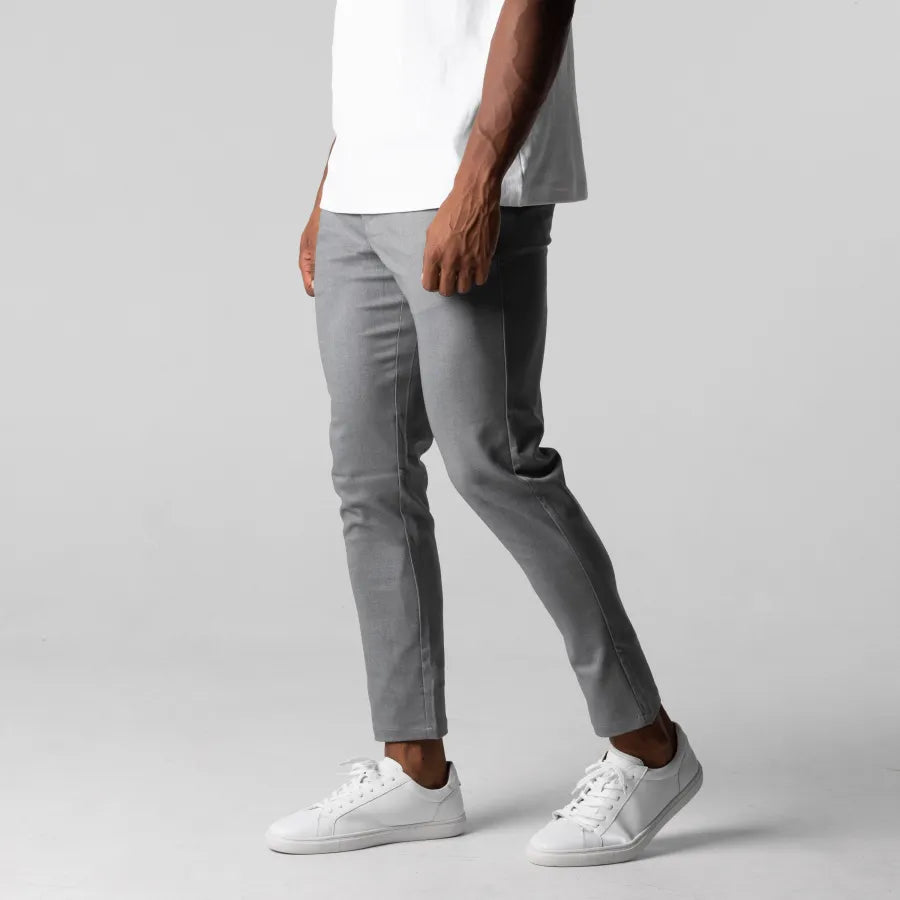 Men’s Slim-Fit Dress Trousers - Stretch Cotton - Flat Front - Business Casual