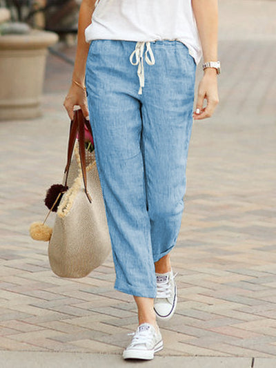 Women’s Trousers – Relaxed Fit – Drawstring Waist – Full Length Casual Wear