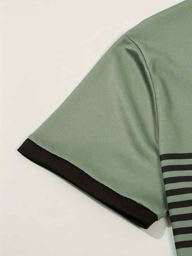 Men’s Polo Shirt - Slim Fit - Striped Design - Short Sleeve Casual Wear