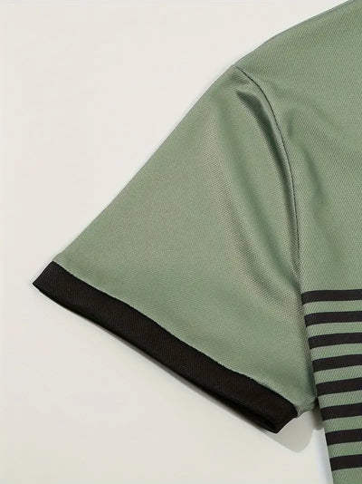 Men’s Polo Shirt - Slim Fit - Striped Design - Short Sleeve Casual Wear