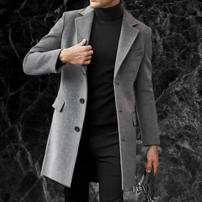 Casual men's turn-down collar overcoat