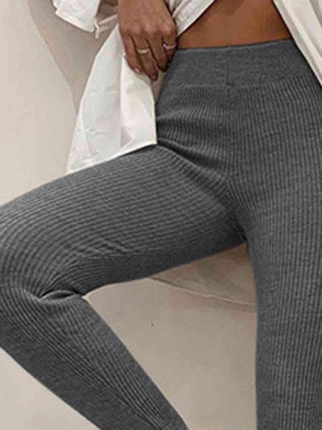 Ribbed Mid-Waist Leggings for Women