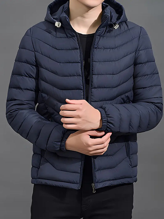 Men's quilted jacket with hood