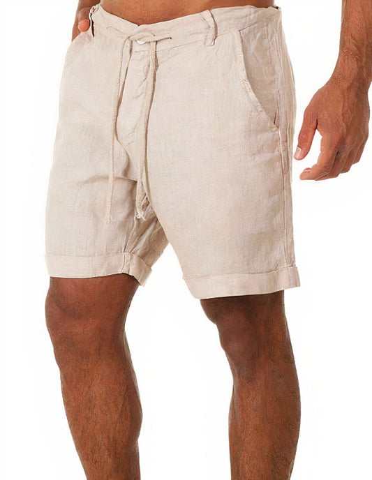 Men’s Casual Shorts – Relaxed Fit – Natural Fibers – Drawstring Waist – Cuffed Hem – Side Pockets