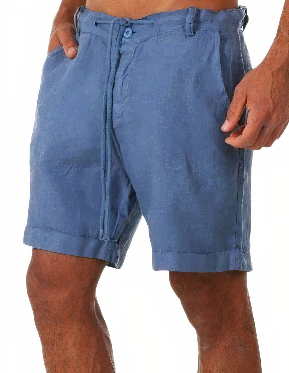 Men’s Casual Shorts – Relaxed Fit – Natural Fibers – Drawstring Waist – Cuffed Hem – Side Pockets