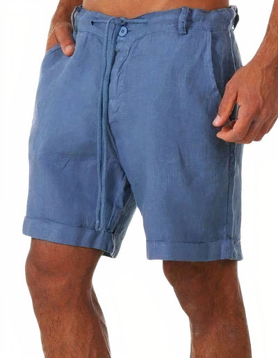 Men’s Casual Shorts – Relaxed Fit – Natural Fibers – Drawstring Waist – Cuffed Hem – Side Pockets