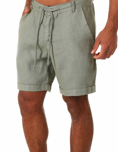 Men’s Casual Shorts – Relaxed Fit – Natural Fibers – Drawstring Waist – Cuffed Hem – Side Pockets