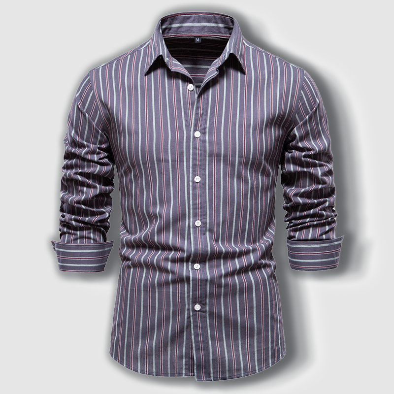 Men's timeless striped cotton long-sleeve shirt