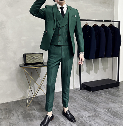 Men’s Three-Piece Suit – Tailored Fit – Wool Blend – Business Formal Wear