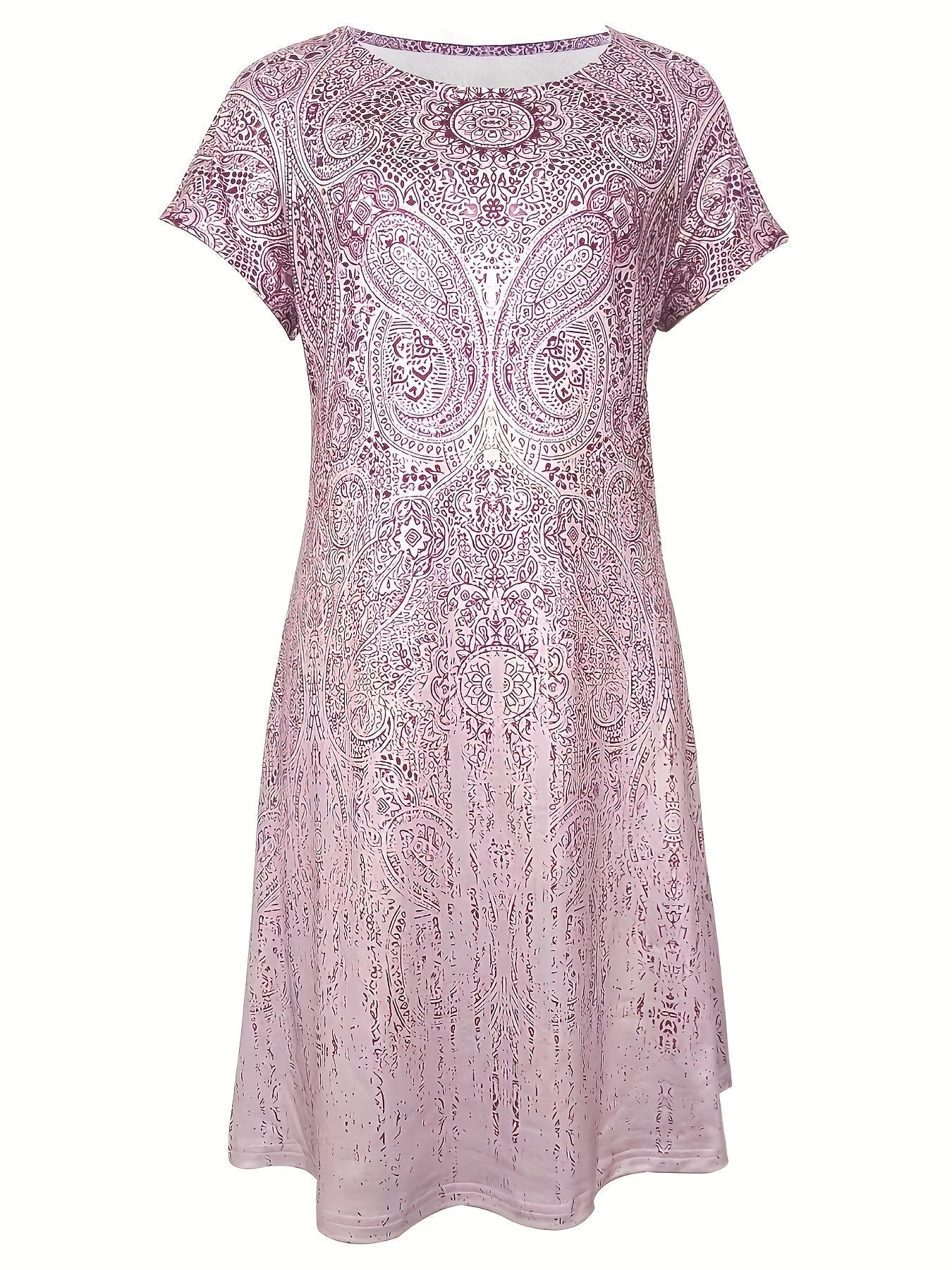 Women’s Mini Dress – Relaxed Fit – Breathable Blend – Short Sleeve – Round Neckline