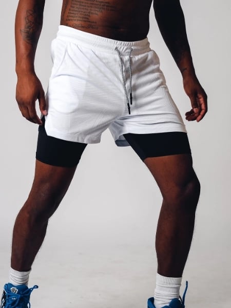 Men's fitness shorts with double layer