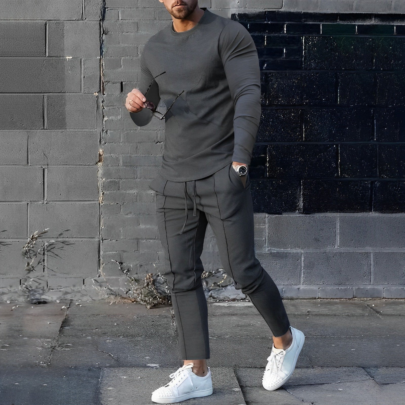 Men’s Crew Neck Sweater - Slim Fit - Long Sleeve - Soft Cotton Blend - Casual Knit