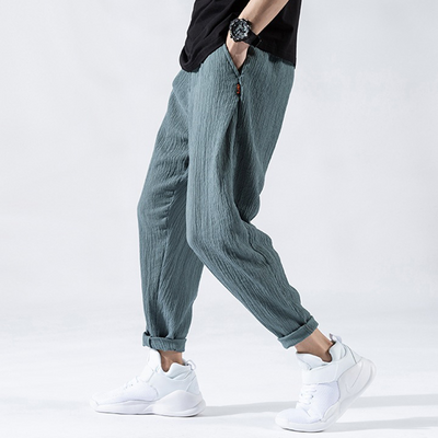 Men’s Casual Trousers - Relaxed Fit - Elastic Waist - Lightweight Breathable Blend