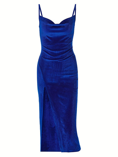 Elegant midi dress with slit for women