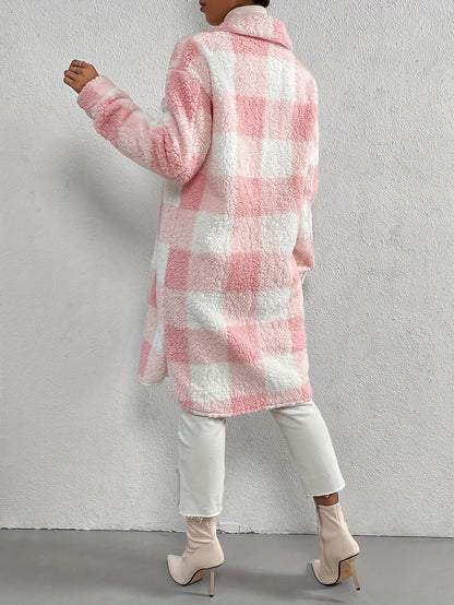 Women’s long sleeve checked coat